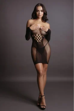 Mini Robe Trouée Décolletée Manches Longues