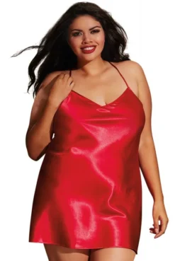 Nuisette Et Peignoir Satin Rouge -L’Éveil Sensuel Soldes nuisette et peignoir satin rouge 1