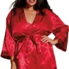 Nuisette Et Peignoir Satin Rouge