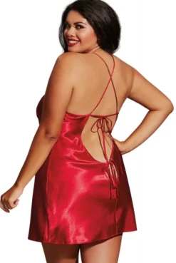 Nuisette Et Peignoir Satin Rouge -L’Éveil Sensuel Soldes nuisette et peignoir satin rouge 2
