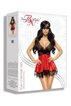 Nuisette Rouge BabyDoll Eve Et Masque Beauty Night -L’Éveil Sensuel Soldes nuisette rouge babydoll eve et masque beauty night 4