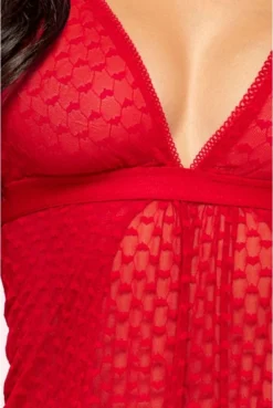 Nuisette Taille M/L Imprimée Petits Coeurs Rouge -L’Éveil Sensuel Soldes nuisette taille m l imprimee petits coeurs rouge 2