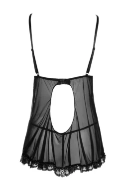 Nuisette Transparente Résille Et Dentelle Noire String -L’Éveil Sensuel Soldes nuisette transparente resille et dentelle noire string 3