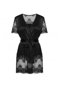 Peignoir Déshabillé Maderris Noir -L’Éveil Sensuel Soldes peignoir deshabille maderris noir 4