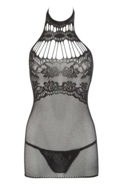 Petite Robe Lingerie Résille Noire Dentelle Poitrine Et String -L’Éveil Sensuel Soldes petite robe lingerie resille noire dentelle poitrine et string 3