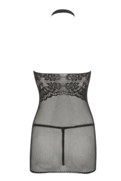 Petite Robe Lingerie Résille Noire Dentelle Poitrine Et String -L’Éveil Sensuel Soldes petite robe lingerie resille noire dentelle poitrine et string 4