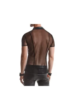 Polo En Maille Noire Transparente -L’Éveil Sensuel Soldes polo en maille noire transparente 3