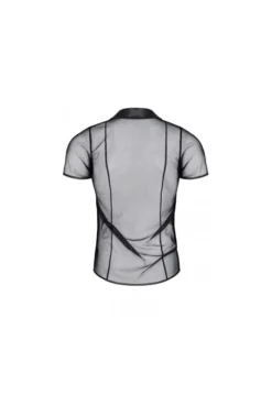 Polo En Maille Noire Transparente -L’Éveil Sensuel Soldes polo en maille noire transparente 4