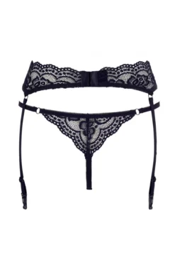 Porte Jarretelles Dentelle Noire Et String Assorti -L’Éveil Sensuel Soldes porte jarretelles dentelle noire et string assorti 2