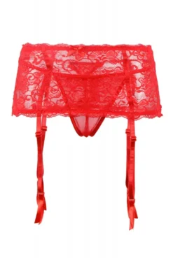 Porte Jarretelles Rouge Et String -L’Éveil Sensuel Soldes porte jarretelles rouge et string 2