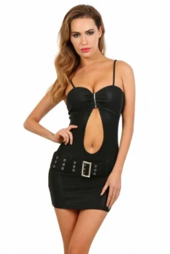 Robe Club Libertin WetLook Nombril Ouvert Ceinture