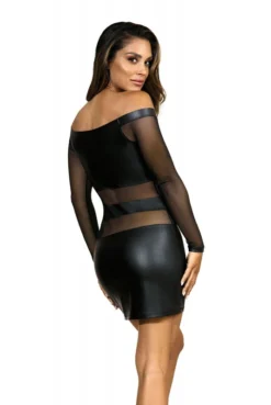 Robe Clubwear Noir Ajouré Tulle -L’Éveil Sensuel Soldes robe clubwear noir ajoure tulle 2