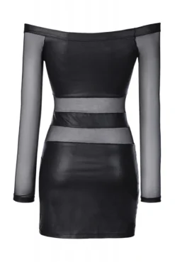 Robe Clubwear Noir Ajouré Tulle -L’Éveil Sensuel Soldes robe clubwear noir ajoure tulle 3