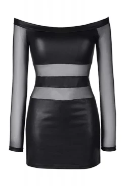 Robe Clubwear Noir Ajouré Tulle -L’Éveil Sensuel Soldes robe clubwear noir ajoure tulle 4