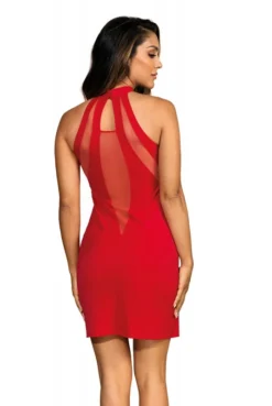 Robe ClubWear Sexy Décolleté Sensuelle En Tulle Rouge -L’Éveil Sensuel Soldes robe clubwear sexy decollete sensuelle en tulle rouge 5