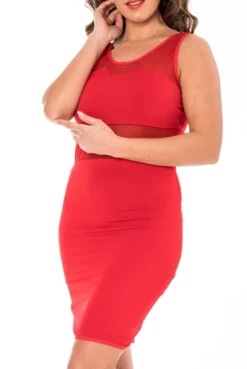 Robe Cocktail Maille Transparente Rouge -L’Éveil Sensuel Soldes robe cocktail maille transparente rouge 3