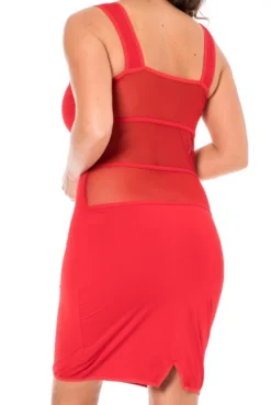 Robe Cocktail Maille Transparente Rouge -L’Éveil Sensuel Soldes robe cocktail maille transparente rouge 4