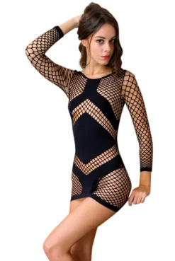 Robe Extensible Filet Noire Estelle