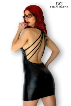 Robe Fetish Noire Wetlook Dos Nu