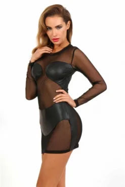 Robe Fetish Semie Transparente Micro Résille Wetlook -L’Éveil Sensuel Soldes robe fetish semie transparente micro resille wetlook 2