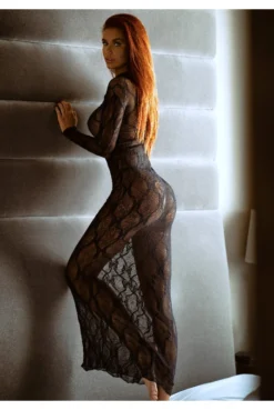 Robe Lingerie Transparente Manches Longues