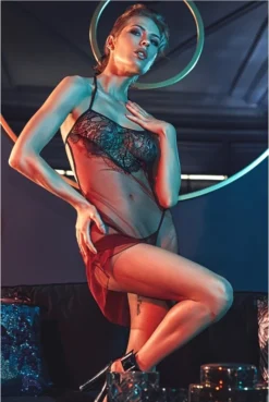 Robe Lingerie Transparente Rouge Et Noire Fantasme -L’Éveil Sensuel Soldes robe lingerie transparente rouge et noire fantasme 2