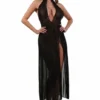 Robe Longue Déshabillé Transparent Noir