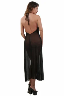 Robe Longue Déshabillé Transparent Noir -L’Éveil Sensuel Soldes robe longue deshabille transparent noir 2