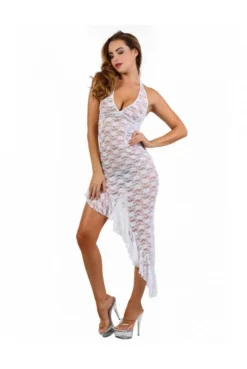 Robe Longue Sexy Asymétrique Dentelle Blanche -L’Éveil Sensuel Soldes robe longue sexy asymetrique dentelle blanche 2