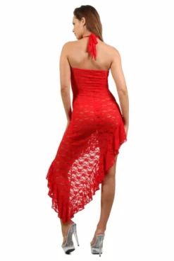 Robe Longue Sexy Asymétrique Dentelle Rouge -L’Éveil Sensuel Soldes robe longue sexy asymetrique dentelle rouge 2