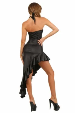 Robe Longue Sexy Asymétrique Volant Wetlook -L’Éveil Sensuel Soldes robe longue sexy asymetrique volant wetlook 2
