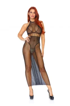 Robe Longue Sexy Duo Résille Et Filet