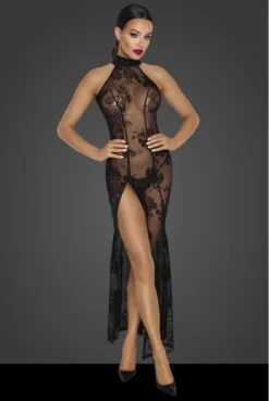 Robe Longue Transparente Sexy Chic Tulle Floqué