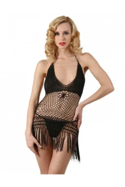 Robe Noire Maille Crochet