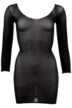 Robe Noire Transparente à Manches Longues -L’Éveil Sensuel Soldes robe noire transparente a manches longues 2
