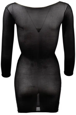 Robe Noire Transparente à Manches Longues -L’Éveil Sensuel Soldes robe noire transparente a manches longues 3