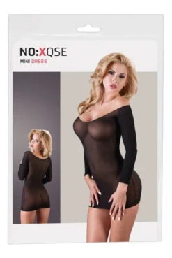 Robe Noire Transparente à Manches Longues -L’Éveil Sensuel Soldes robe noire transparente a manches longues 4