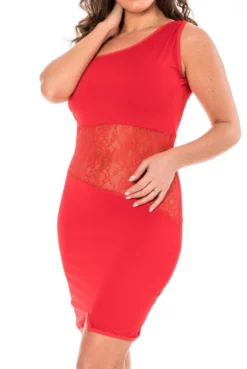 Robe Rouge Asymétrique Dentelle -L’Éveil Sensuel Soldes robe rouge asymetrique dentelle 3