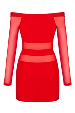 Robe Rouge Sexy Tulle Transparent -L’Éveil Sensuel Soldes robe rouge sexy tulle transparent 3