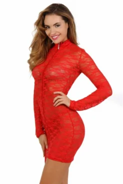 Robe Sexy Dentelle ClubWear Rouge