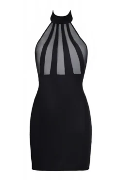 Robe Sexy Noire ClubWear Demie Transparente -L’Éveil Sensuel Soldes robe sexy noire clubwear demie transparente 3