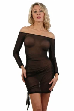 Robe Sexy Noire Micro Résille Transparente