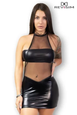 Robe Sexy Noire Transparente Et Brassière Wetlook Fetish