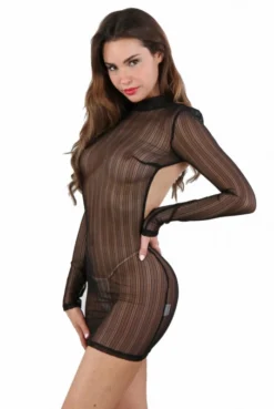 Robe Transparente Dos Nu Noir