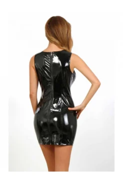 Robe Vinyle Lacée Devant Zip Dos -L’Éveil Sensuel Soldes robe vinyle lacee devant zip dos 2
