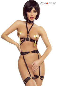 Soutien Gorge Fetish Tour De Cou Harnais Fetish Satiné Noir -L’Éveil Sensuel Soldes soutien gorge fetish tour de cou harnais fetish satine noir 6