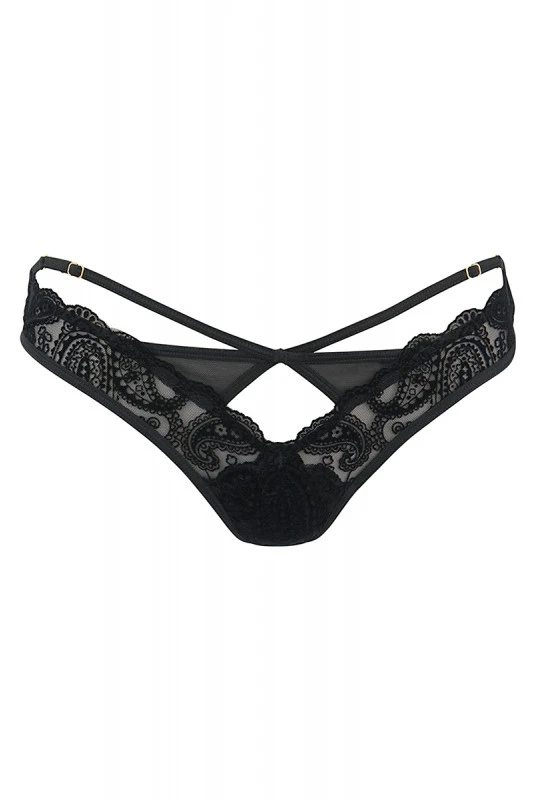 String Dentelle Strappy Croisé Noir 3 String Dentelle Strappy Croisé Noir – Image 3