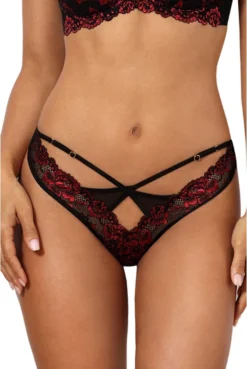 String Dentelle Strappy Croisé Noir Et Rouge -L’Éveil Sensuel Soldes string dentelle strappy croise noir et rouge 7