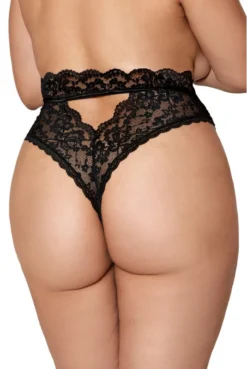 String Grande Taille DentelleTaille Haute Noir -L’Éveil Sensuel Soldes string grande taille dentelletaille haute noir 2