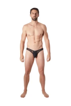 String Homme Noir Fine Résille -L’Éveil Sensuel Soldes string homme noir fine resille 5